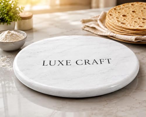 Image of Luxe Craft 10 Inch White Marble Chakla | Premium Marble Roti Rolling Board | Chapati Maker, Phulka Maker & Paratha Making Board | Heavy Duty Smooth Finish Stone Chakla for Home & Kitchen