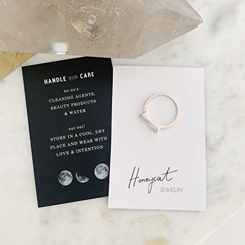 Honeycat Lorena Long Crystal Baguette Ring In Gold, Rose Gold, Or Silver | Minimalist, Delicate Jewelry (Rose Gold, 5) #TOP3