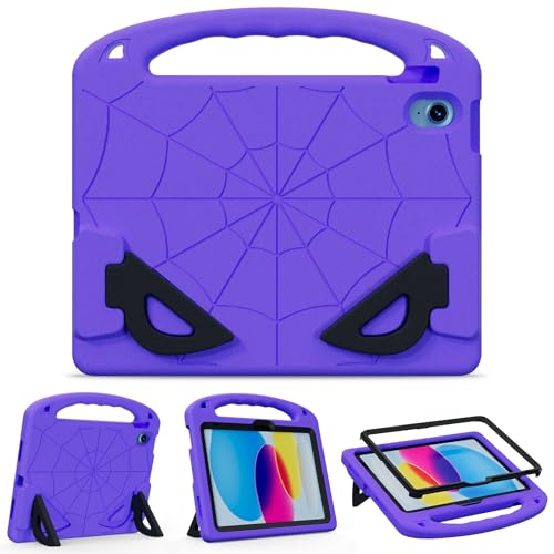 Coque iPad 11 Gen 2025 pour enfant mauve avec protection écran et support poignée antichoc EVA