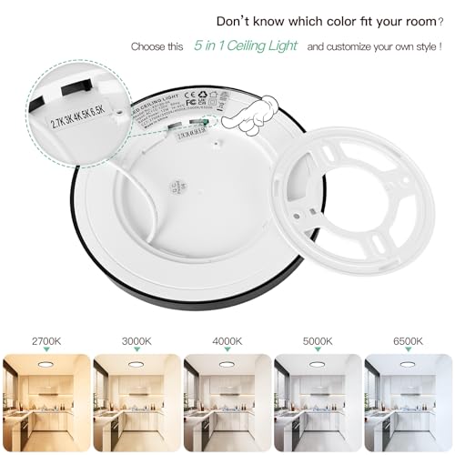 Image of Brightever 7 Inch LED Flush Mount Ceiling Light Fixture, Dimmable, 1200LM