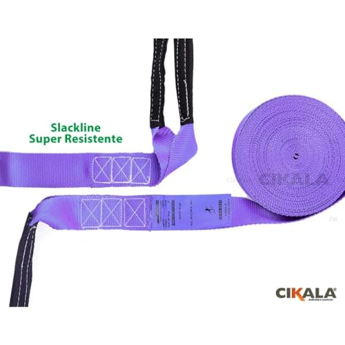 Slackline Roxo + Cinta 15.7 Metros + Catraca + Alças + Protetores + Bolsa