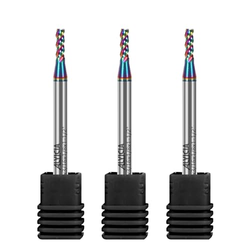 Image of 3pcs 1 /16 inch Tungsten Carbide End Mills for Aluminum & Copper Alloys, 3-Flute DLC Coated Endmills Set CNC Milling Bits - HRC55