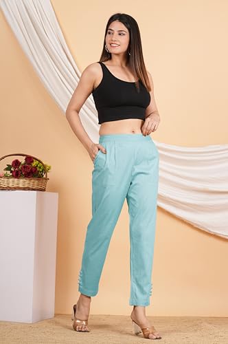 Image of Yash Gallery Women's Regular Fit Mid Rise Solid Lycra Trouser Regular Pants