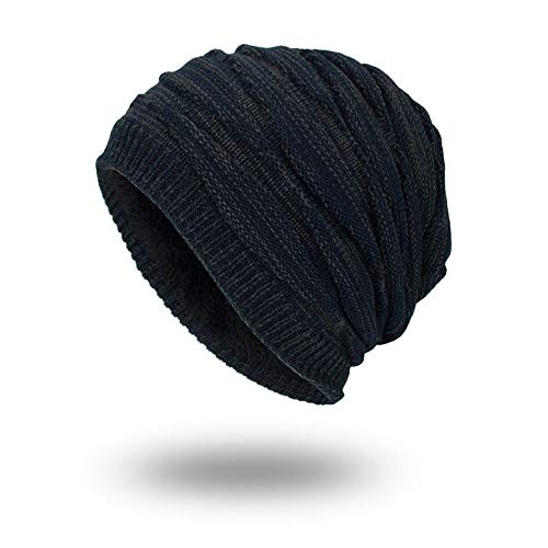 IQYU Gorro de lana para hombre, para invierno, exterior, cálido, grueso, suave, gorro de esquí, gorro de verano para hombre, marine, Talla única