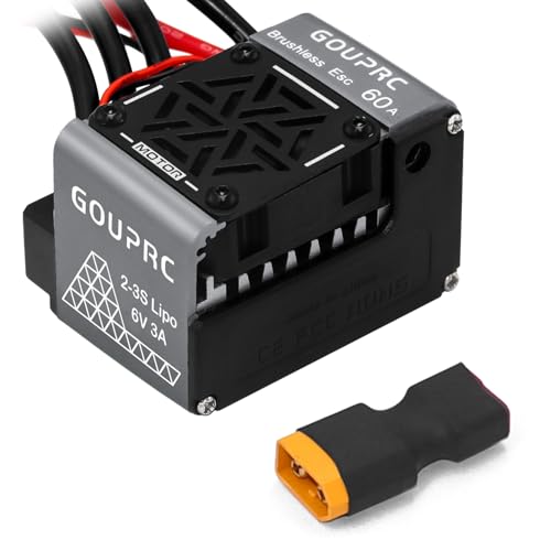 GOUPRC 2S-3S 60A Brushless ESC Waterproof Electronic Speed Controller for 1/10 RC Car Truck Buggy Off-Road Upgrade