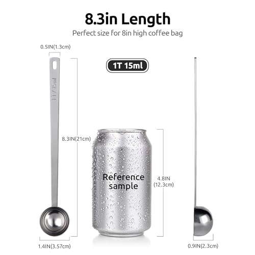 Image of U-Taste Coffee Scoop 1 Tablespoon: 18 /8 Stainless Steel Measuring Scooper for Ground Coffee, Bean, Powder, Espresso, 6.9in Long Handle Metal Meaure Spoon for Canister, Jar (1Tbsp /15ml, Silver)