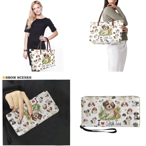 Top Handle Purse for Women, Large Tote Handbag With PU Wallet Set2