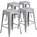 Flash Furniture 4 Pk. 24'' High Backless Silver Metal Indoor-Outdoor Counter Height Stool with Square Seat