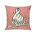 Lieson Fundas de almohada de Navidad, 1 unidad de 16 x 16 fundas de cojín al aire libre de 40 x 40 cm amor corazón amor usted gesto fundas de cojín rosa beige, lino