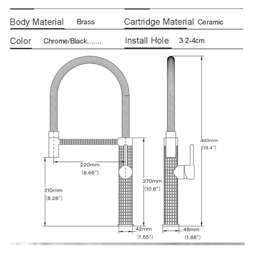 Grifo de cobre con resorte telescópico y acabado gris para lavabo integrado de agua fría y caliente 2