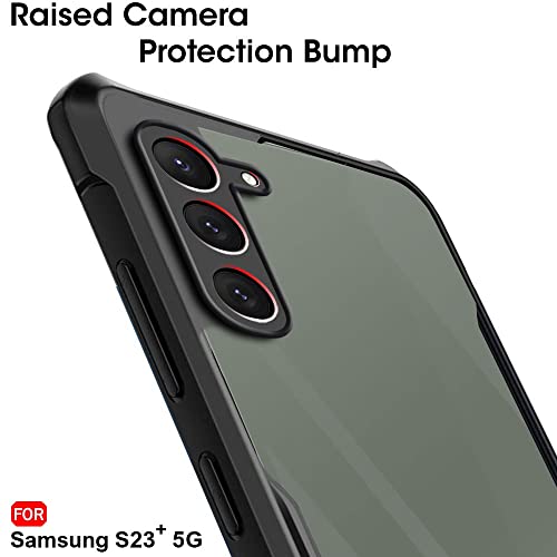 Image of TheGiftKart Shockproof Crystal Clear Back Cover Case for Samsung Galaxy S23 Plus 5G | 360 Degree Protection | Protective Design | Transparent Back Case Cover (PC & TPU, Black Bumper)