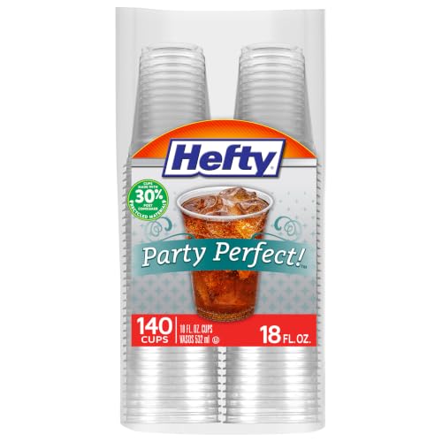 Image of Hefty Party Perfect Clear Plastic Cups, 18 Ounce, 140 Count