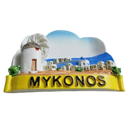 Imán decorativo de refrigerador Mykonos Grecia souvenir miniatura 2