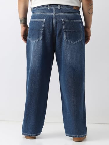 Image of Urbano Plus Men's Loose Baggy Fit Washed Jeans Non-Stretchable