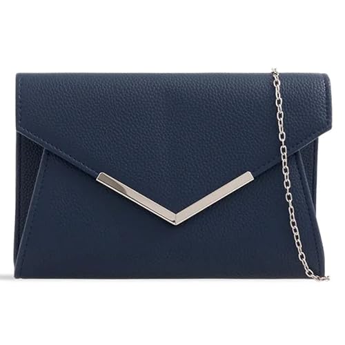 Pochette de soirée bleu marine enveloppe : l'accessoire simili cuir anti-encombrement