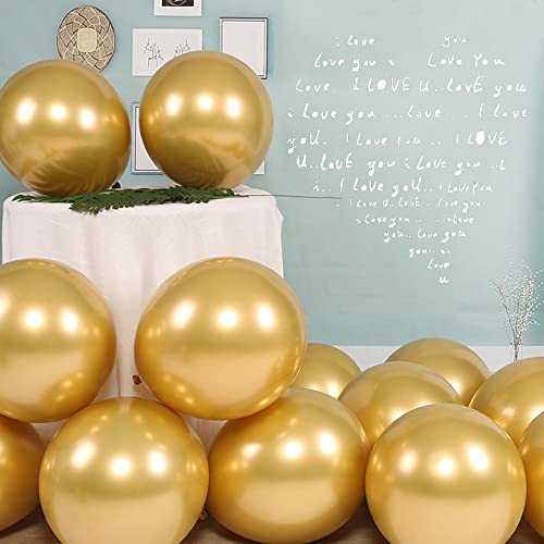 Image of 12 inch Metallic Gold Balloons, 60 pcs Thick Chrome Gold Balloons Latex Balloons for Party Decorations (12inch Gold)