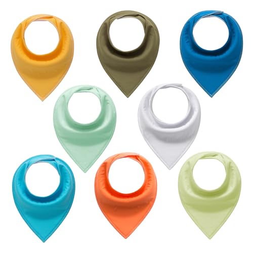 Baby Bibs Bandana Drool Bibs 8 Pack for Infant, Boys, Girls, Unisex 100% Cotton Drooling Bibs, Soft and Absorbent