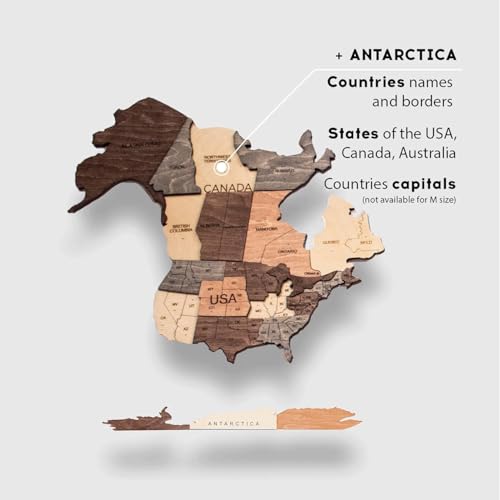 Image of Enjoy The Wood 3D Wooden World Map Wall Art (Smokey, 2XL) | Large Travel Map with Pins for Art Decor, Decorative Map of the World for Home, Office Travel Wall Art Housewarming Gift Idea