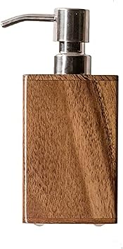 Lotion Dispenser Walnut Wood Soap Dispenser with Stainless Steel Pump Head Manual Pump Dispenser Soap Dispenser