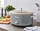 Swan Retro SF17031GRN Slow Cooker 6,5L Abnehmbarer Kochbehälter, PFOA- und PTFE-freier Keramischer Antihaft-Behälter, 3 Temperaturstufen, Glasdeckel, Vintage-Design, Grau, 320W