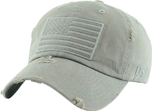 Mens Baseball Cap - American Flag - Light Grey #TOP8