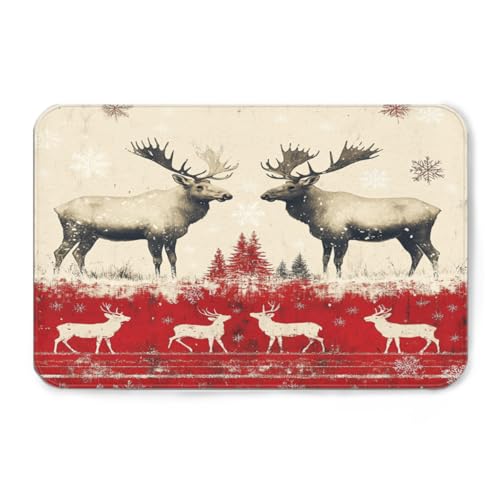 Alfombra de alce de Navidad para salón alfombra de cocina transitable 4