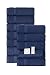SALBAKOS Luxury Hotel & Spa Turkish Cotton 12-Piece Eco-Friendly Washcloth Set Bath, Navy
