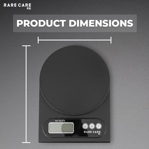 Image of RARECARE Kitchen Weight Machine For Home | Electronic Weighing Machine for Food | Tare Function 1 Year Warranty | Dual Weight Setting | Weighing Scale For Kitchen | Model - Ounce, Black