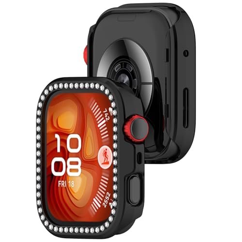 Coque Huawei Watch Fit 4 protection PC rigide antichoc strass diamant noir