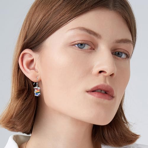 Book Earrings Sterling Silver Books Drop Earrings Librarian Teacher Jewellery for Women Book Lover Gifts