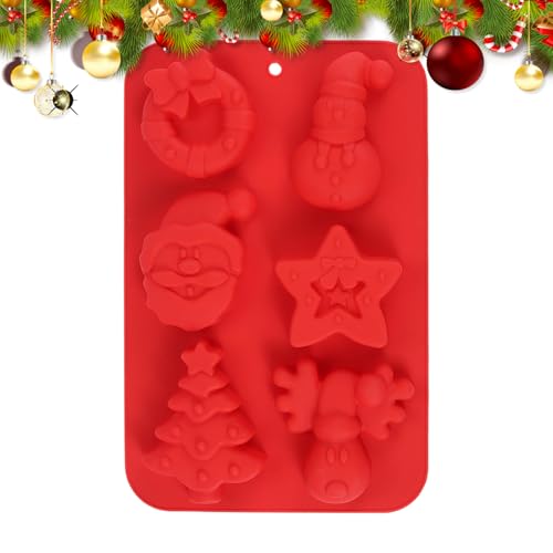 ホリデー シリコン型 - 再利用可能 簡単リリース トレイ | クリスマス 石鹸型 | ケーキ、石鹸、キャンディ、アイス、クッキー、食品クラフト、フォンダン、ホリデー用