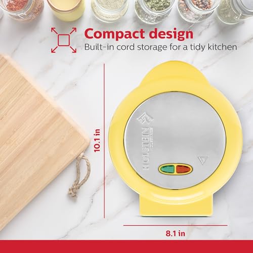 Image of Holstein Housewares - Non-Stick Omelet & Frittata Maker, Yellow /Stainless Steel - Makes 2 Individual Portions Quick & Easy