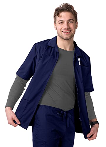 Sivvan Scrubs For Men - Zippered Short Sleeve Jacket - S8308 - Navy - L #TOP2