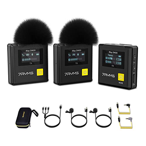 7Ryms Iray Dw20 Wireless Lavalier Microphone System, 2.4G Dual-Channel Compact Lav Mic With Lcd Screen, Gain Control For Camera Iphone Dslr Smartphone Vlogging Live Streaming Youtube Interview #TOP19