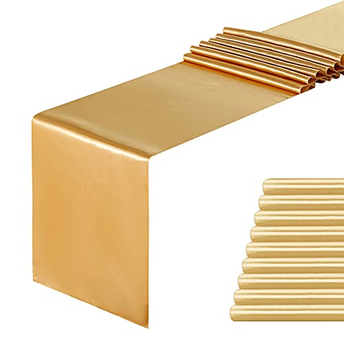 yourose 10 Pack Satin Table Runners 12 x 108 inch for Wedding Ban...