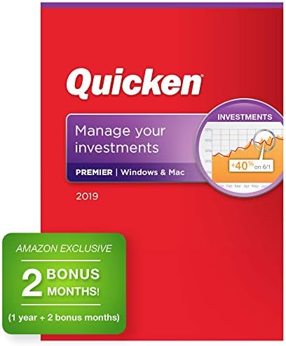 Quicken Premier 2019 Personal Finance & Investment Software [PC/Mac Disc] 1-Year Subscription + 2 Bonus Months [Amazon Exclusive]