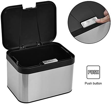 Ibergrif - Kitchen Food Waste Caddy,Countertop Bin,Bathroom Bins with Lids - 4.3 Litres (25 X 18,8 X 17 Cm), Plastic, Nickel Brushed Grey