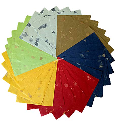 NAVA CHIANGMAI Thin Standard Color of Mulberry Paper Sheets Paper Decorative DIY Craft Scrapbook Wedding Decorative Mulberry Paper Art Tissue Japan (Mango Leaves Paper)