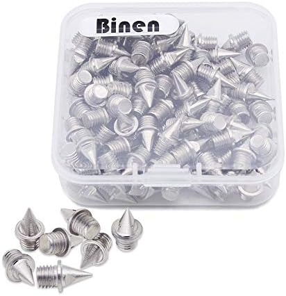 Track Spikes 1/4" Length Pyramid Shoes Spike Replacements Stainless Steel for Track Sprint Cross Country with Storage Box (200 Pcs)