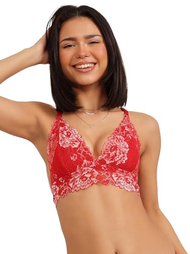 Image of Clovia Women Non-Padded Lace Bra- Demi Cup, Wirefree, Longline
