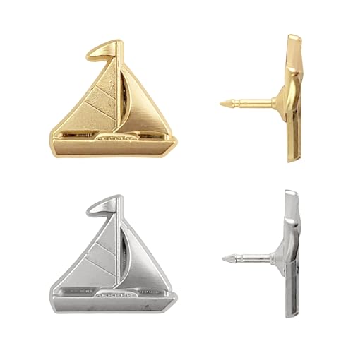 Image of Sailboat Push Pins - Gold Sailing Pins - for Cork Board, Maps, or Lapel Pin Use - Designed in USA - Set of 20
