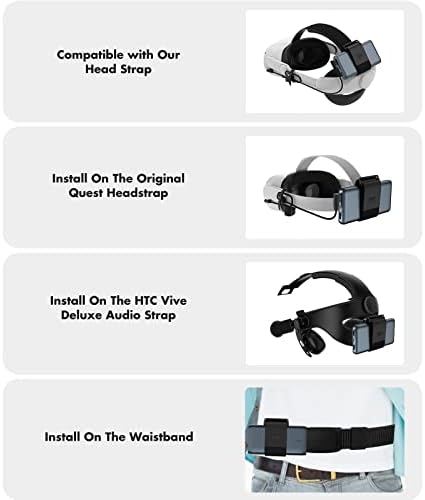 KIWI design Battery Strap Compatible with Quest 2/Quest/HTC Vive Deluxe Audio Strap Accessories VR Power Bank Fixing Strap (Power Bank Not Included)
