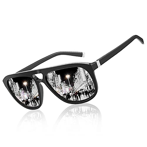 ZENOTTIC Aviator Sunglasses for Men Polarized UV Protection Square Fashion Double Bridge Retro Pilot Sun Glasses Oversized