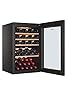 Haier Wine Bank 50 Serie 5 Cantinetta Vino, 49 Bottiglie, 1 Zona, Vetro Anti-UV, LED 3D, Ripiani in Legno, Controllo tramite App, Libera Installazione, Classe F, 49,7 x 58,5 x 82 cm, Nera - HWS49GA