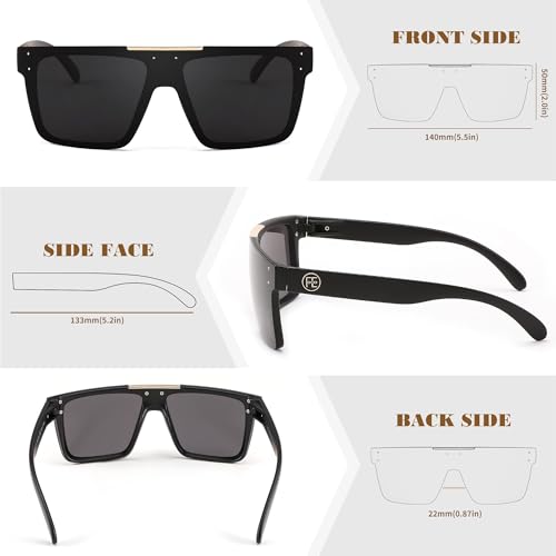 FEISEDY Men Sunglasses Polarized Oversized Square Flat Top Cycling Running Fishing Golf Hiking Sports B29903