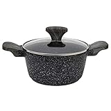 Country Kitchen Cookware Cast Aluminum Casserole Pot, 4 Quart, Speckled Dutch Oven with Handles and...