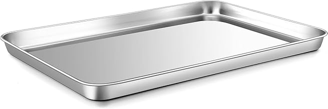 Stainless Steel Baking Tray – (Large) Oven Tray Pan for Baking, Cooking, Serving (32 x 24 x 2.5 cm) | Rectangle Cookie Tray, Tea Tray & Kitchen Serving Tray