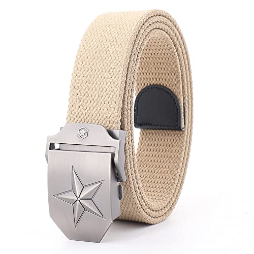 Cinturón Lona - Cinturón De Engrosamiento Y Alargamiento Para Exteriores De Color Caqui Para Hombres Y Mujeres, Cinturones Militares Tácticos Ajustables De Moda, Cinturón De Lona Tejido Elástico D Cover