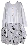  Italy Donna Damen Sommer Lagenlook Jacke Bolero Blazer 42 44 46 48 50 52 54 56 M L XL XXL 3XL 3D zum Kleid Urlaub Strand Weiß (44)