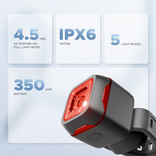 Image of EMotorad FlashTrail Tail Light with 5 Light Modes, 92cd and 9 Lumens Brightness, 350mAh Battery with Charging Indicators